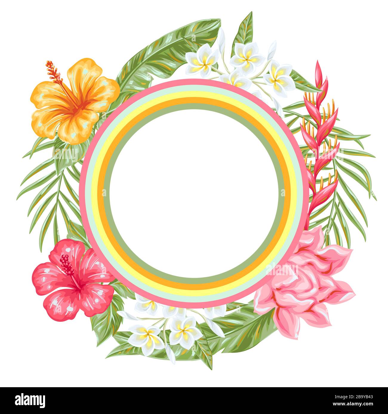 Background with tropical flowers and leaves Stock Vector Image & Art ...