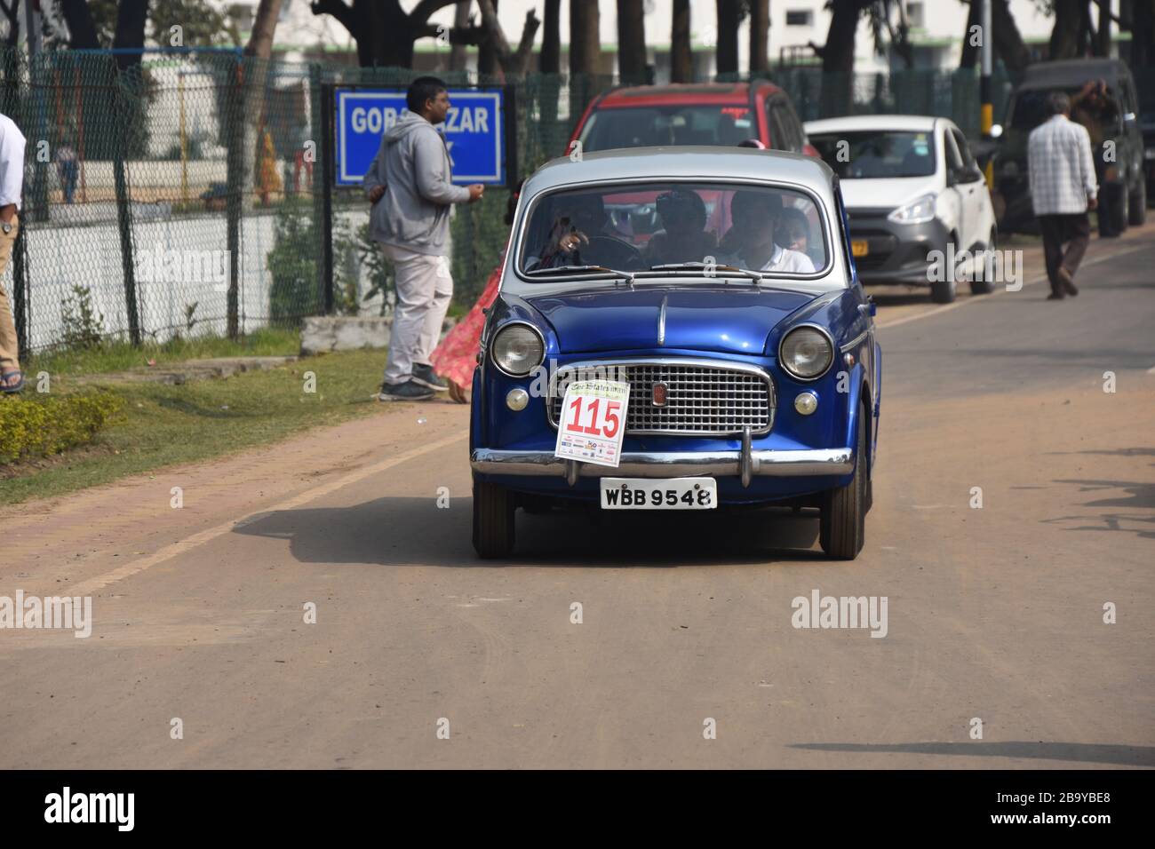 1962 Fiat car with 11 hp and 4 cylinder engine. India WBB 9548. Stock Photo