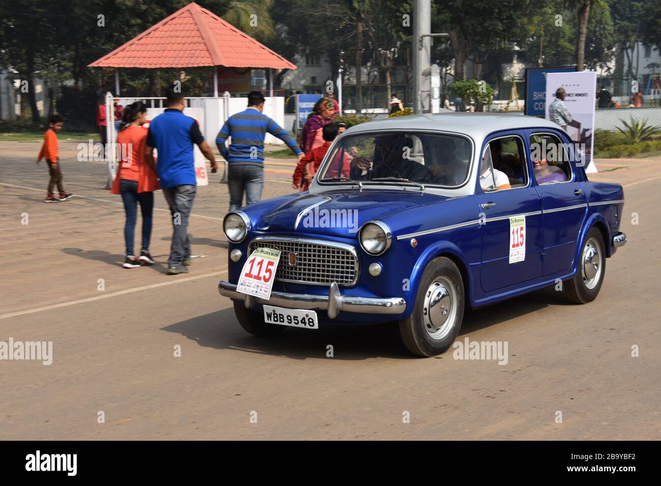 1962 Fiat car with 11 hp and 4 cylinder engine. India WBB 9548. Stock Photo