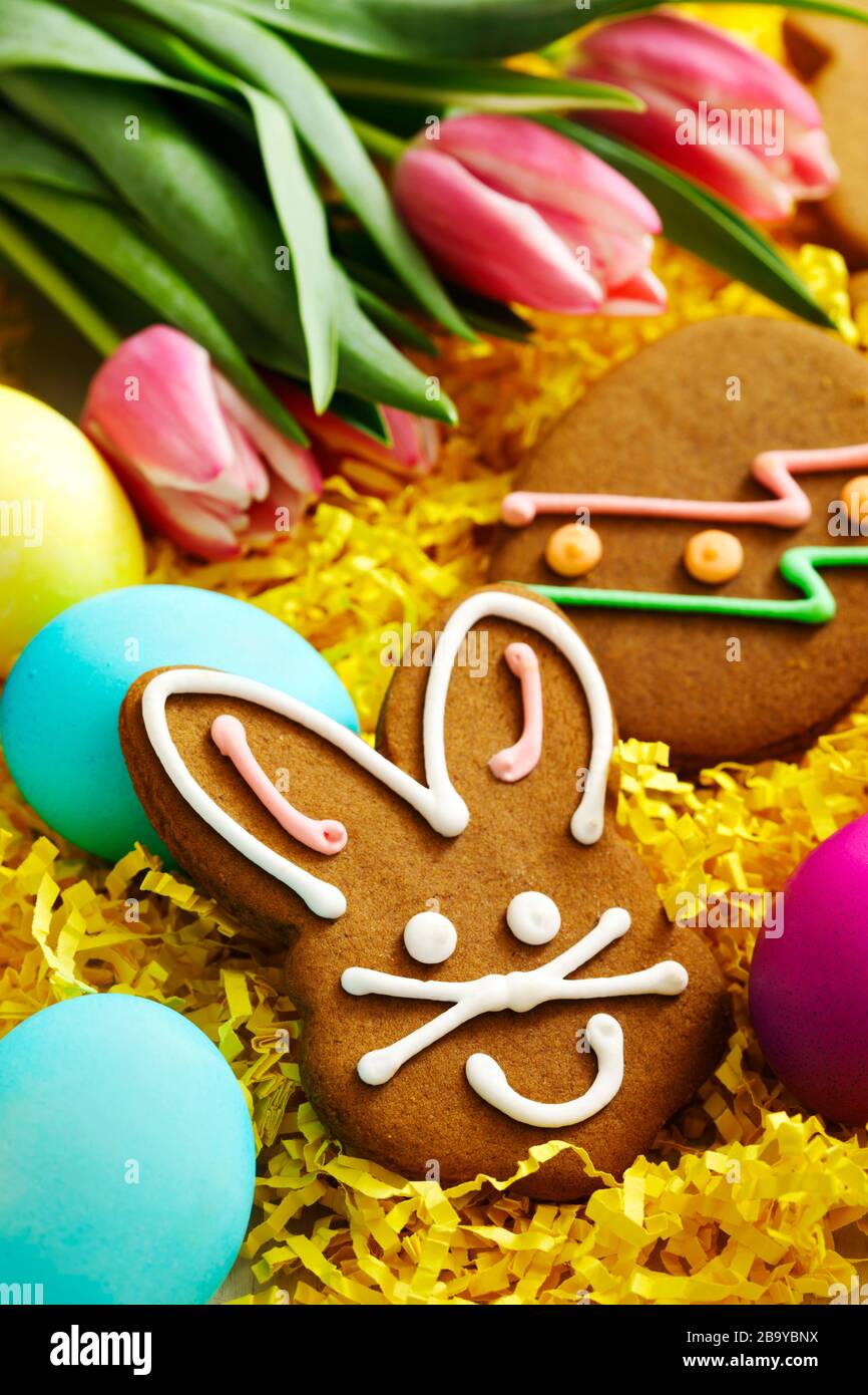 Easter gingerbread cookies Stock Photo