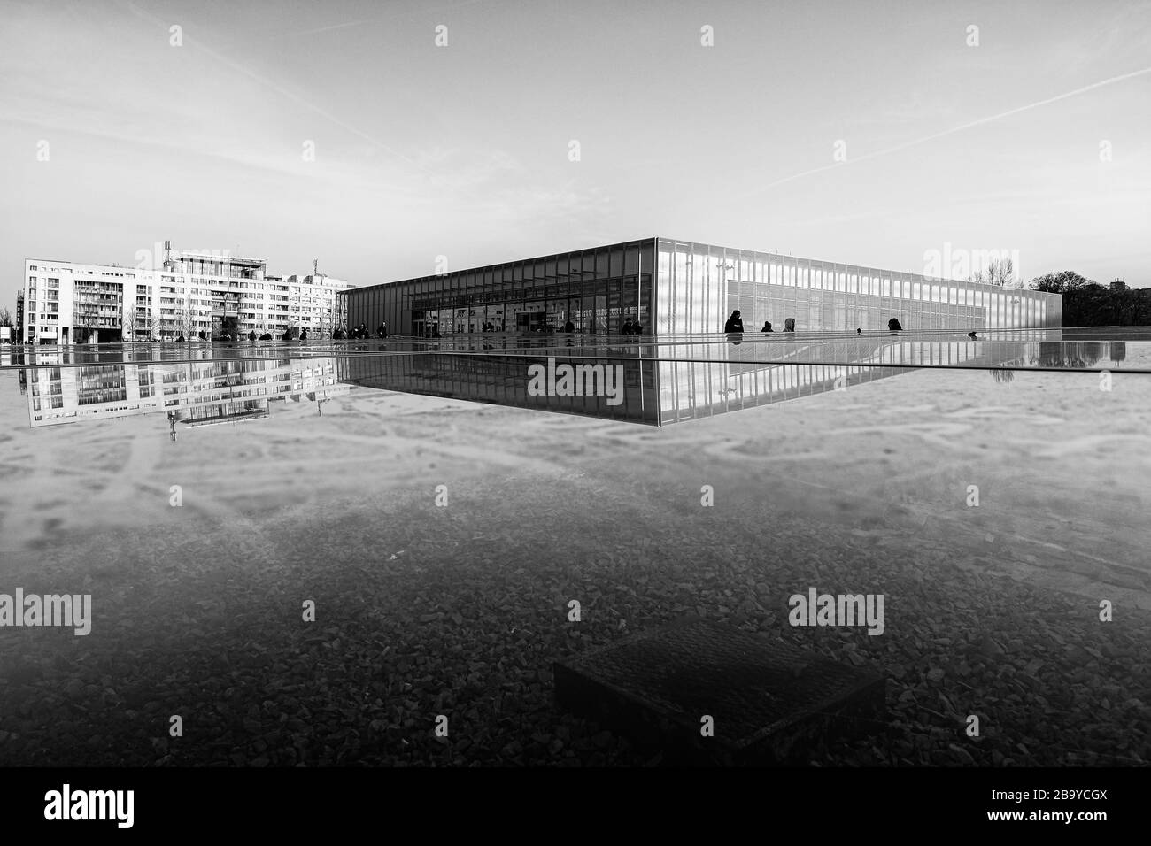 Topography of Terror Documentation Center   on Saturday 29 February 2020 at Niederkirchnerstraße, Berlin.  During the 'Third Reich' the headquarters of the Secret State Police, the SS and the Reich Security Main Office were located at the site.. Picture by Julie Edwards. Stock Photo