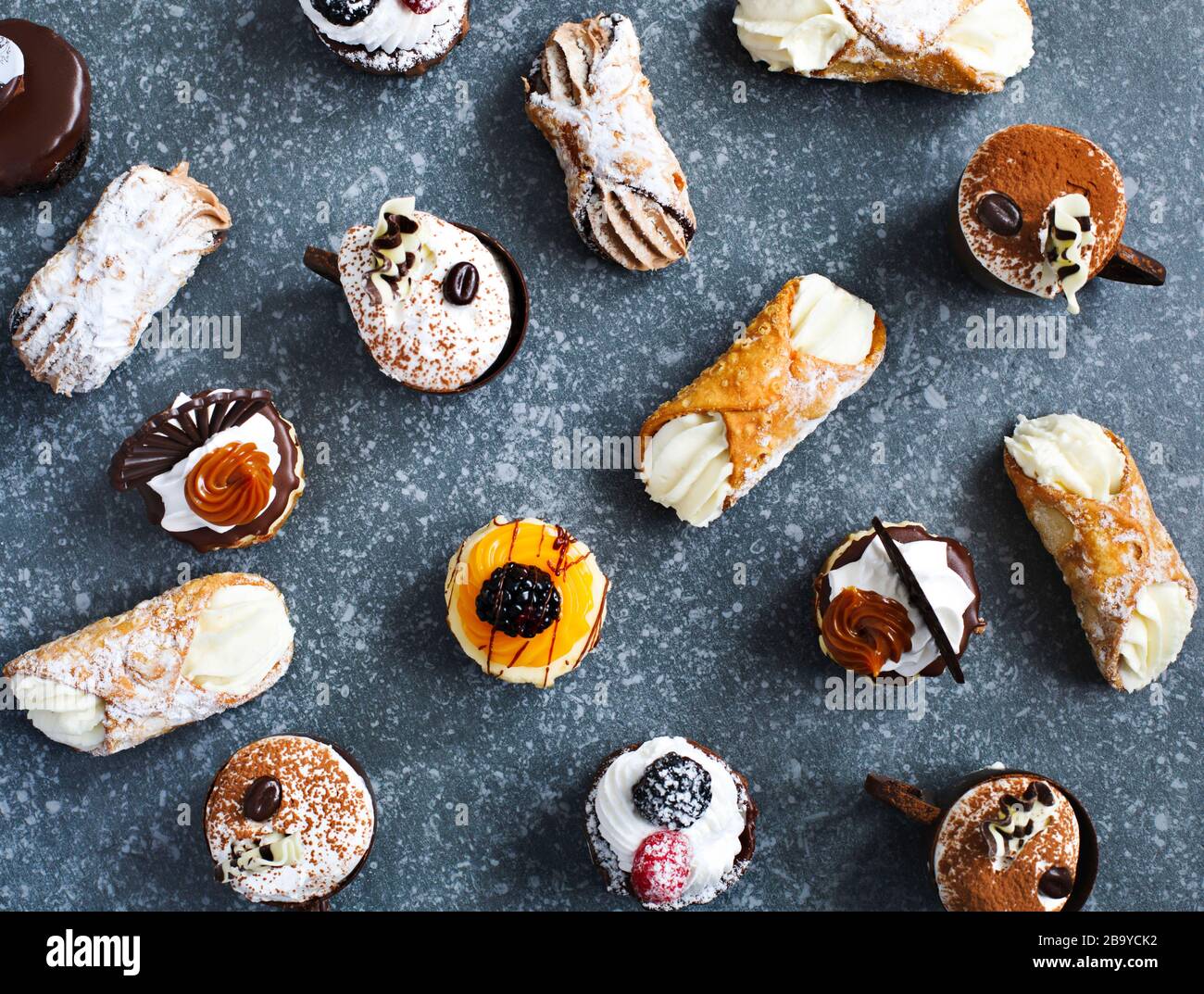 Different pastries, top view Stock Photo Alamy