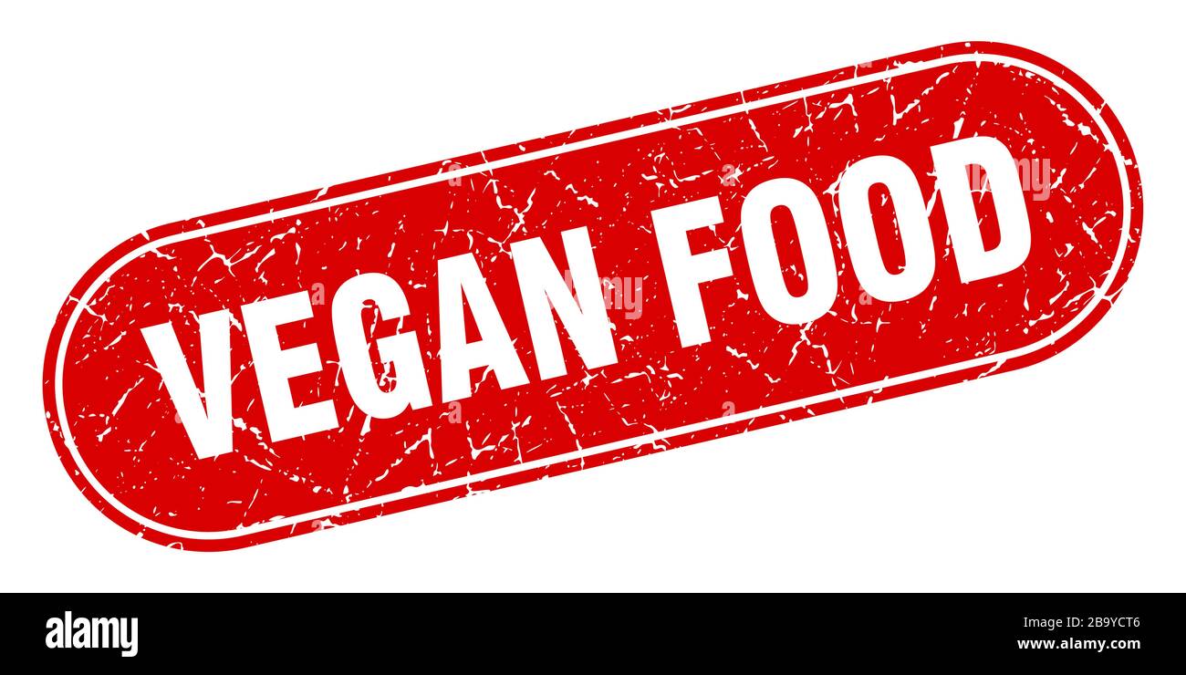 vegan food sign. vegan food grunge red stamp. Label Stock Vector Image ...