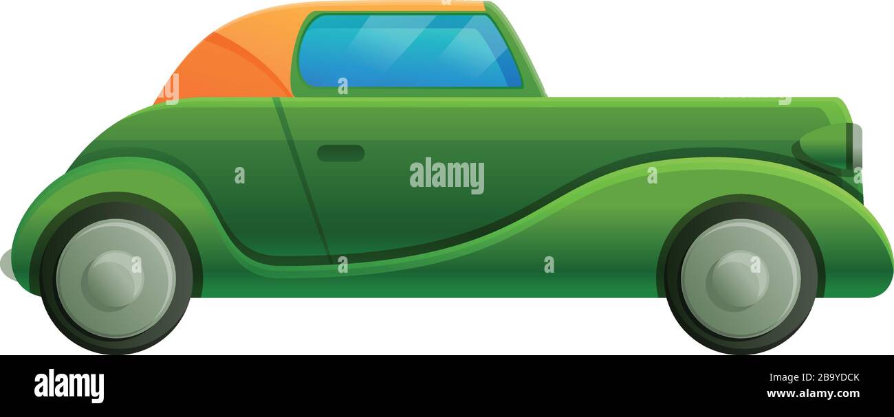 Green retro car icon. Cartoon of green retro car vector icon for web ...
