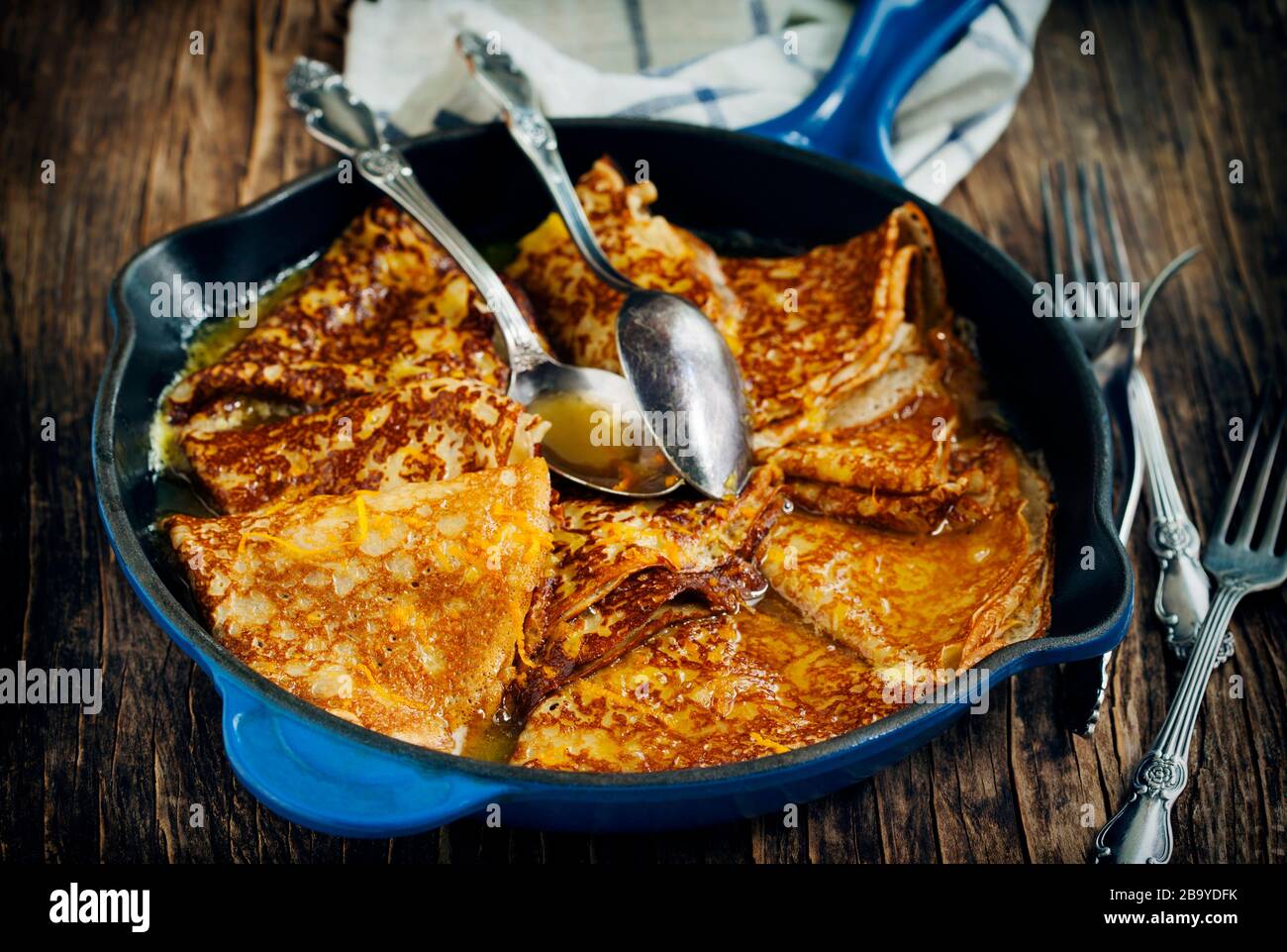 Traditional crepes with maple syrup Stock Photo Alamy