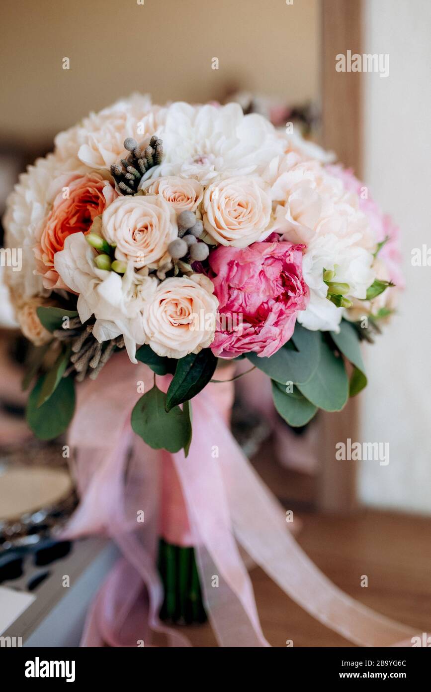 Bridal Bouquet Of Fresh Flowers Stock Photo Alamy