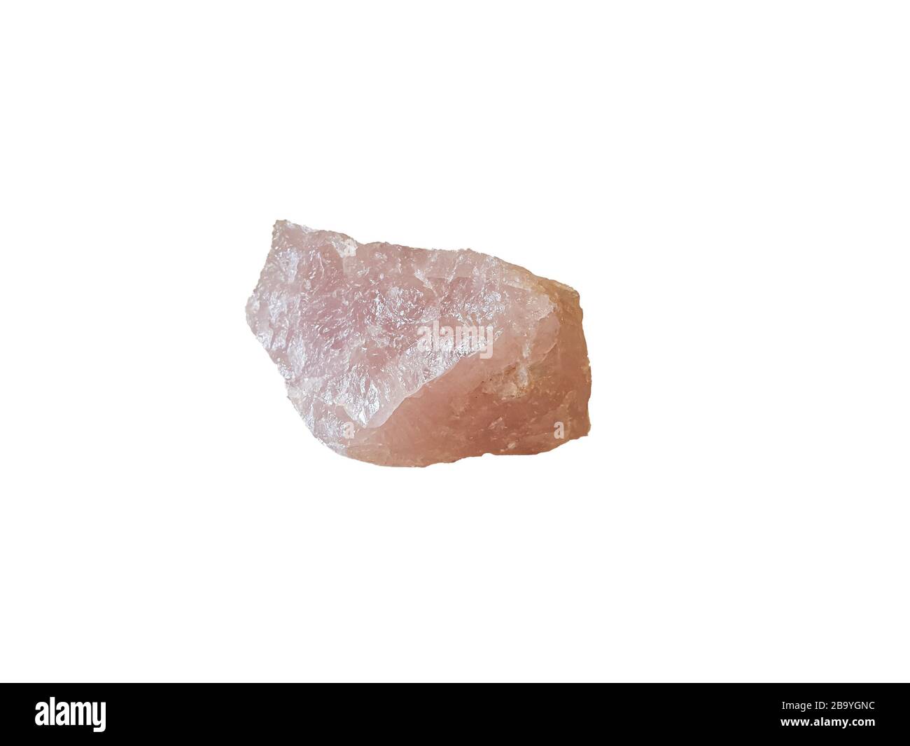 macro shooting of natural gemstone - tumbled rose quartz mineral gem stone isolated on white background Stock Photo