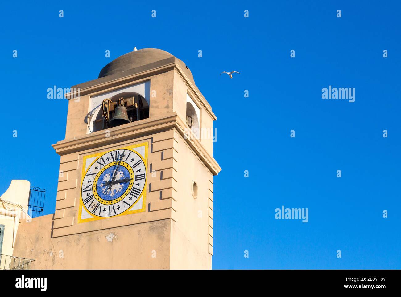 Santo Stefano church, belltowers, Piazzetta square, Capri island, Campania, Italy, Europe Stock Photo