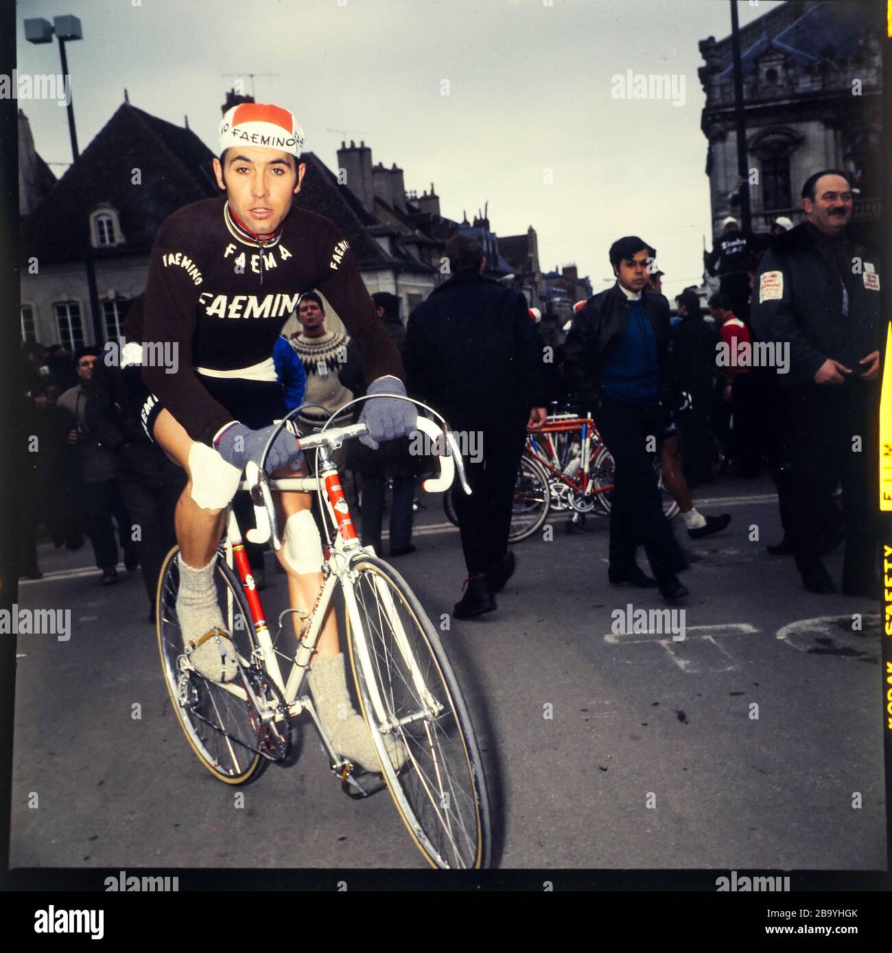 Archives 70ies:  Belgian racer Eddy Merckx, Paris-Nice cycle race, Mars 1970, France Stock Photo