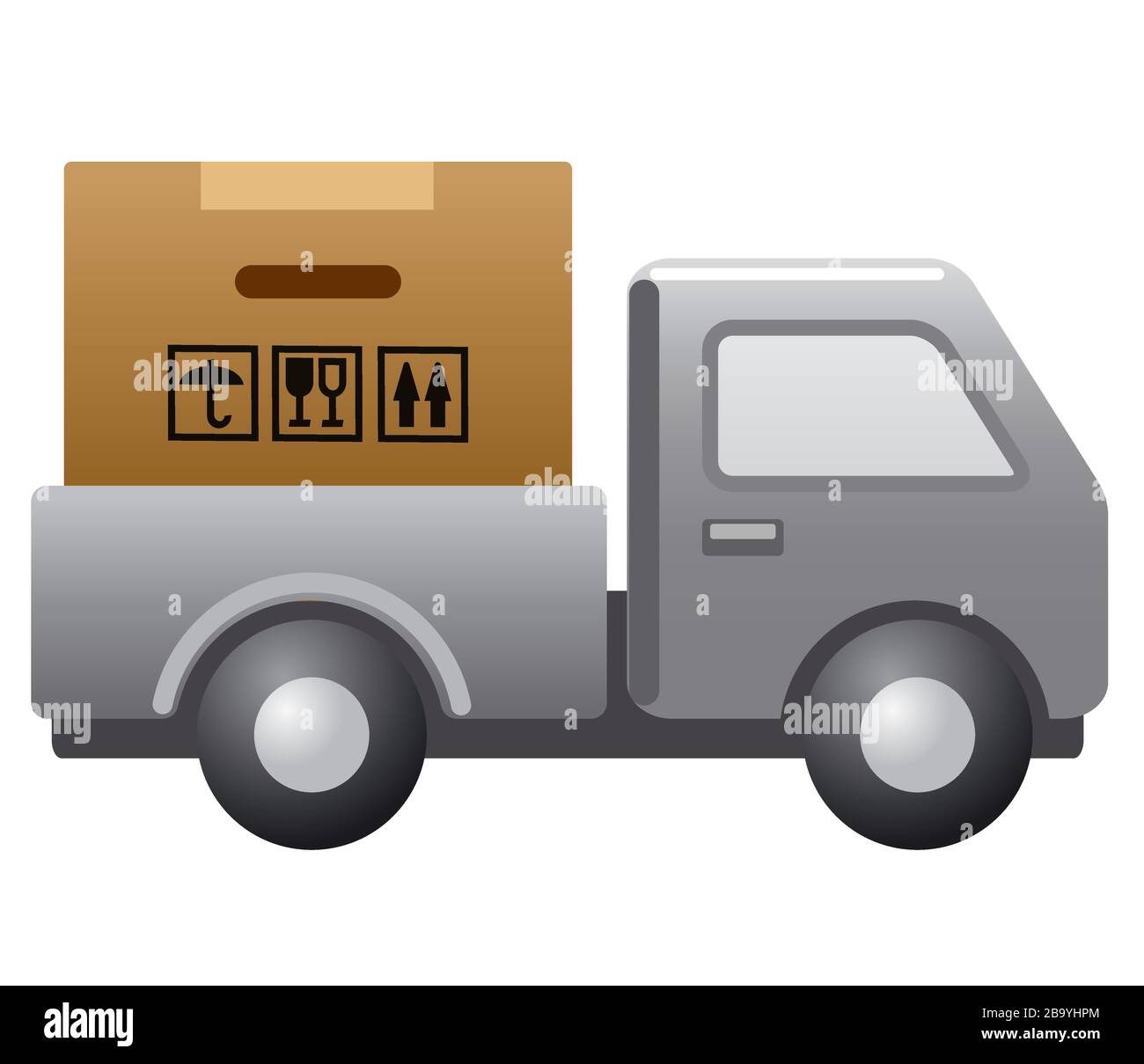 illustration of the delivery car with packaging icon Stock Vector