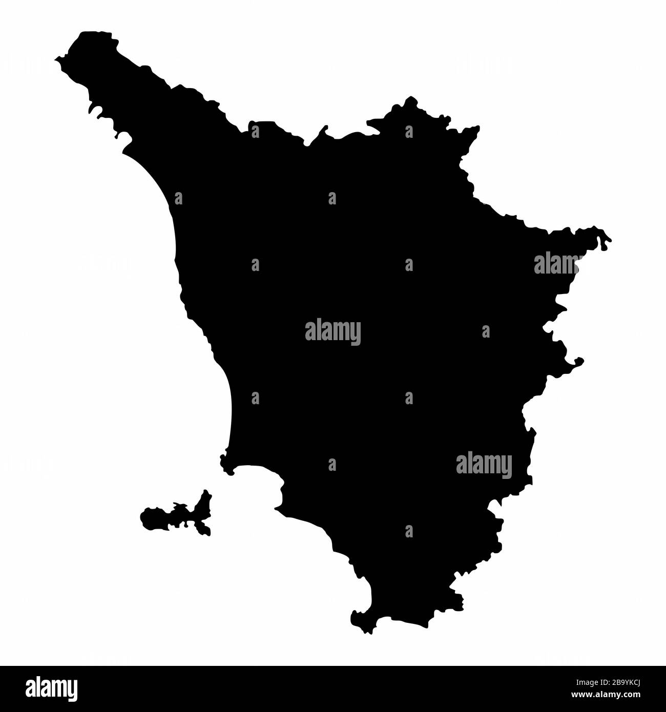 Tuscany dark silhouette map Stock Vector