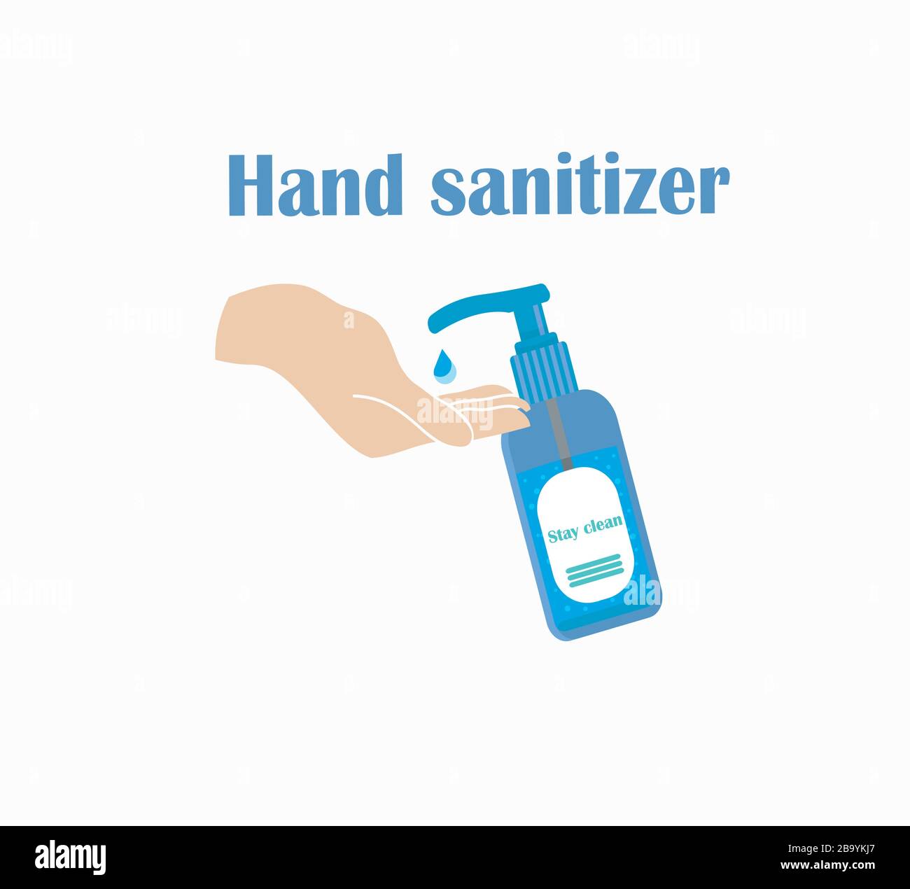 Hand antiseptic flat vector icon. Plastic bottle with sanitizer dispenser - hand hygiene Stock Vector