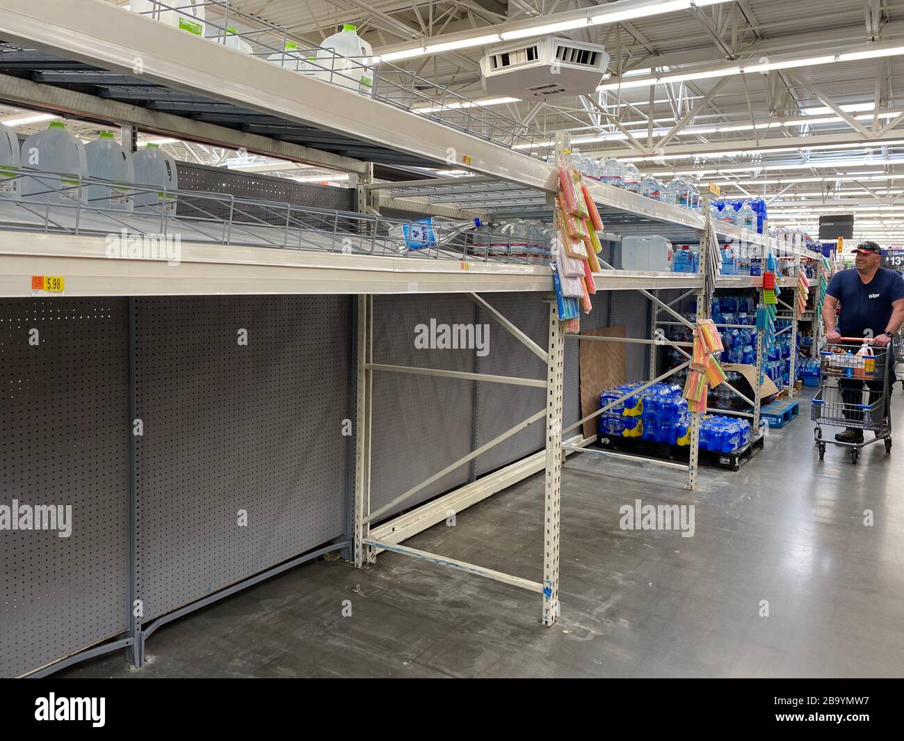 Empty shelves in Walmart Stock Photo Alamy