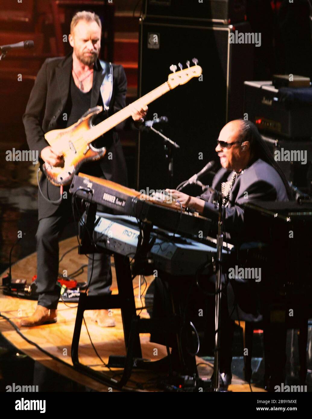 Stevie Wonder, Sting at the Rock and Roll Hall Of Fame benifit concert MSG  In NY 10/29/09 photo Michael Brito Stock Photo - Alamy