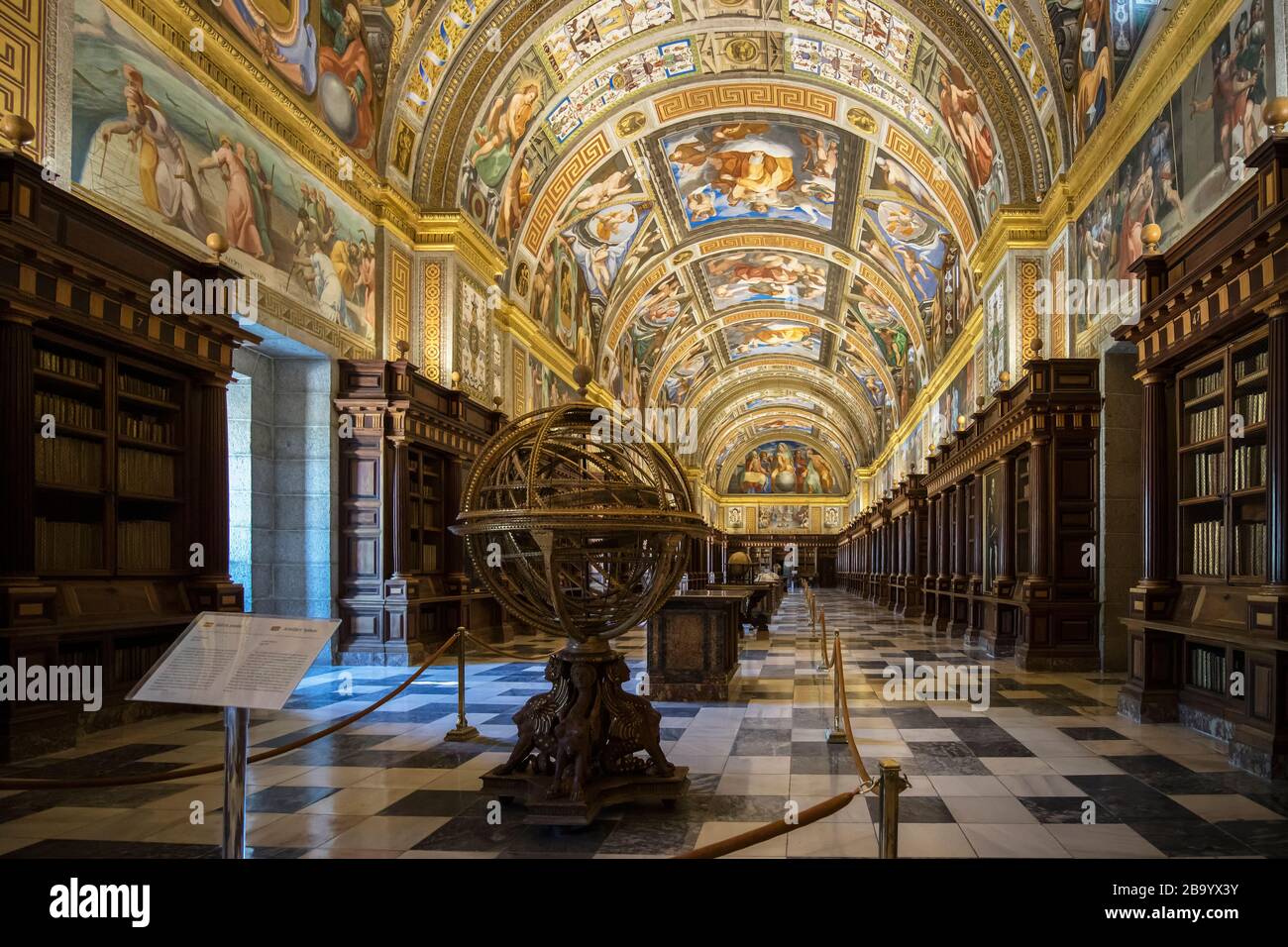 San Lorenzo de El Escorial, Madrid Province, Spain.  The Real Biblioteca, or Royal Library,  in the monastery of El Escorial.  The library was founded Stock Photo