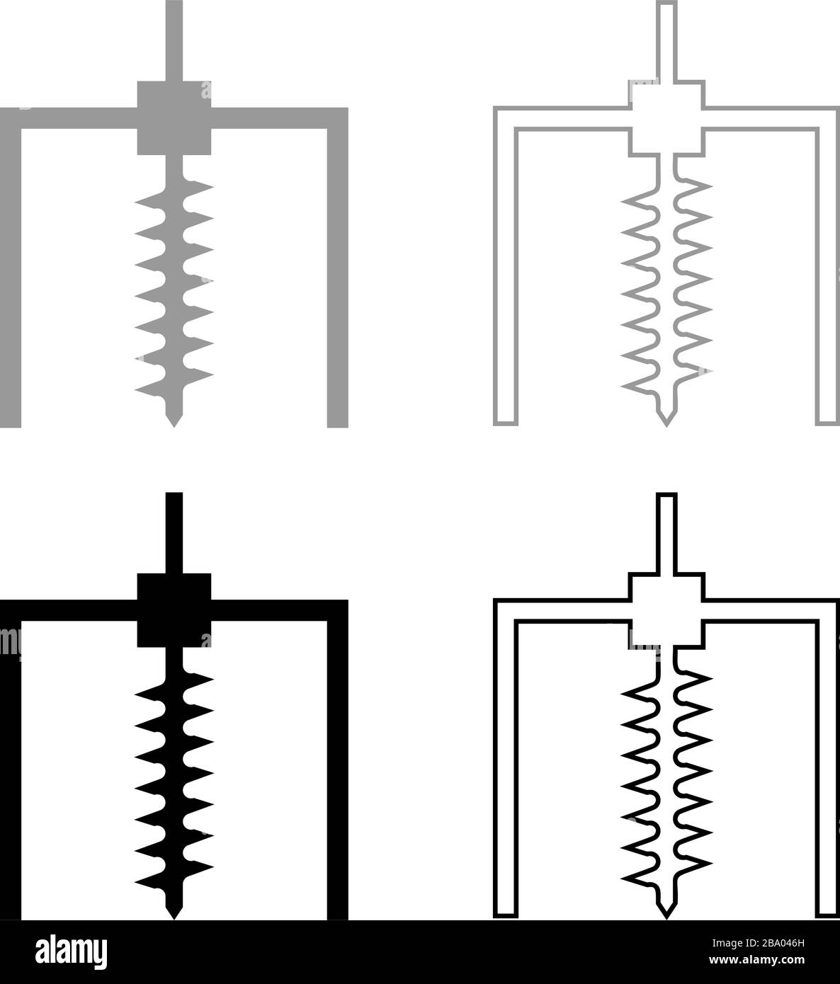 Drilling rig Bore for ground mine industry geological Boring concept Auger icon outline set black grey color vector illustration flat style simple Stock Vector