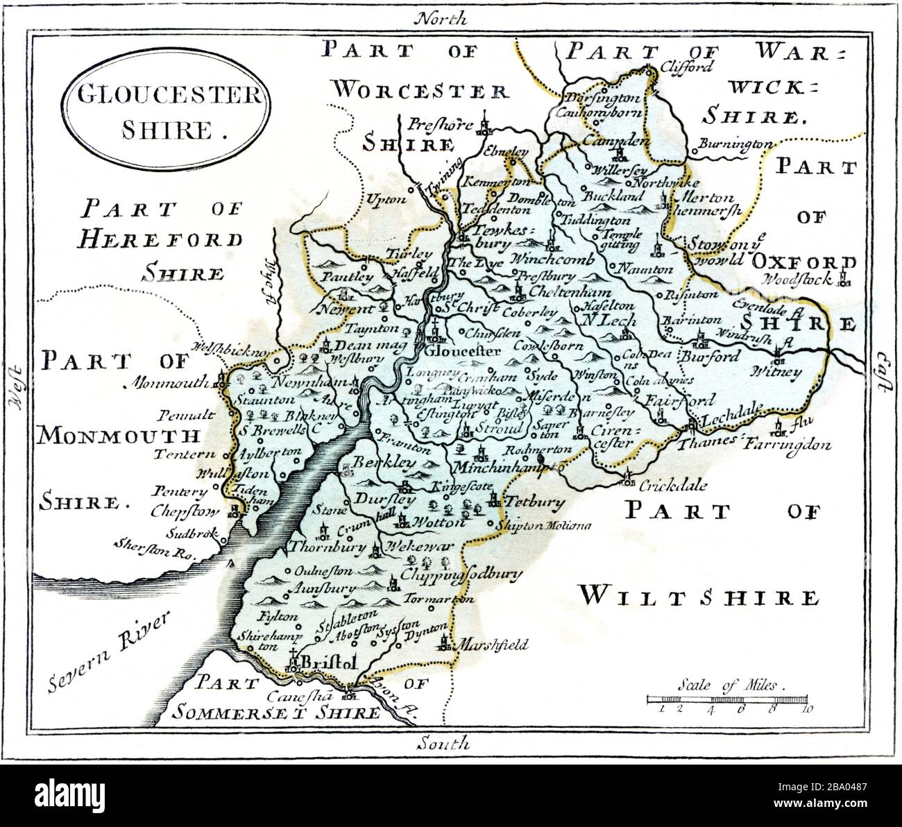 A map of Gloucestershire scanned at high resolution from a book published around 1786. This image is believed to be free of all copyright restrictions Stock Photo