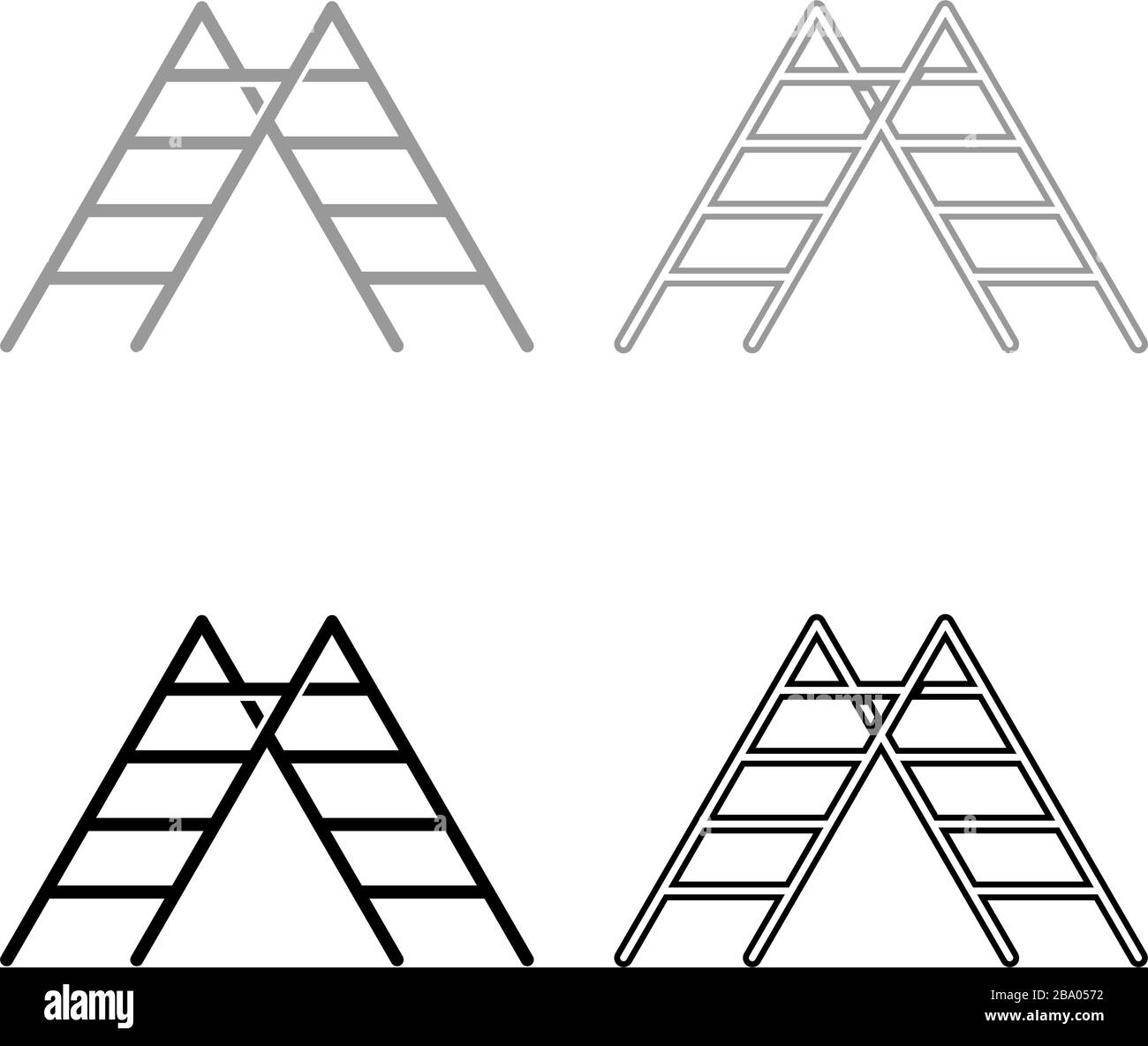 Step ladder icon outline set black grey color vector illustration flat style simple image Stock Vector