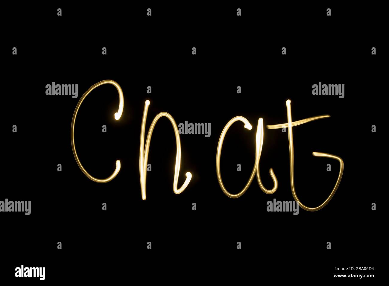 Chat message written with light torch Stock Photo