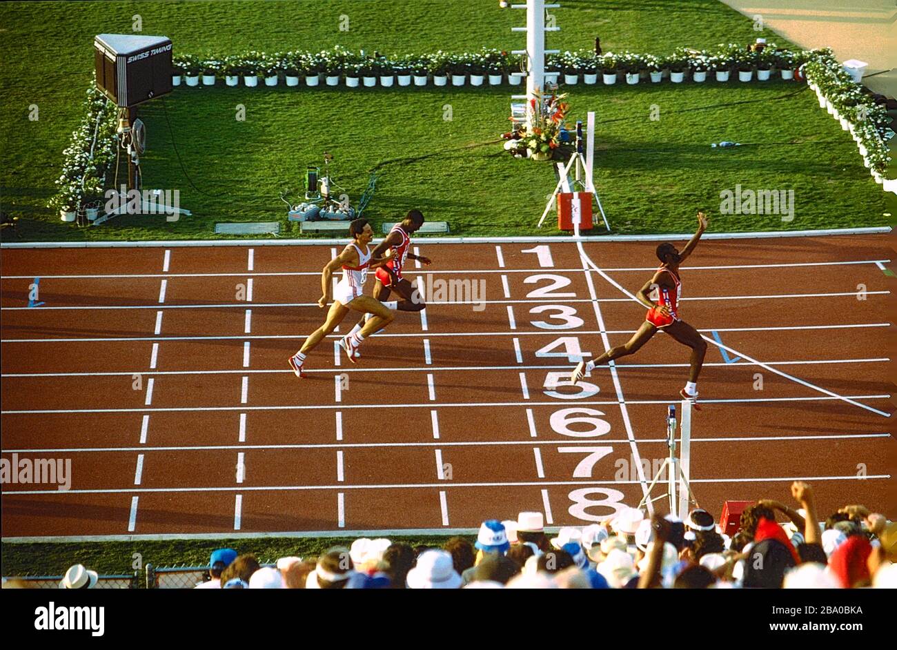 Edwin Moses (USA) competing at the 1984 US Olympic Team Trials Stock Photo