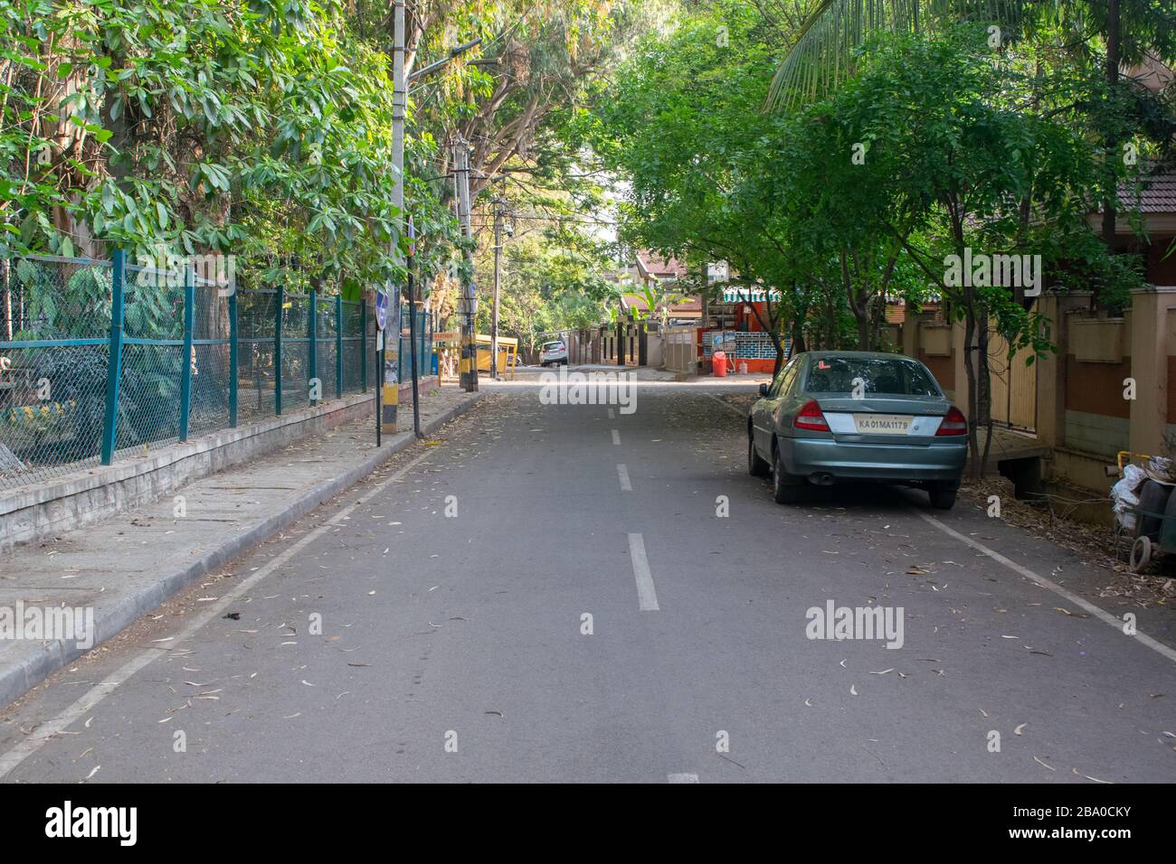 empty road during lockdown bengaluru india Stock Photo