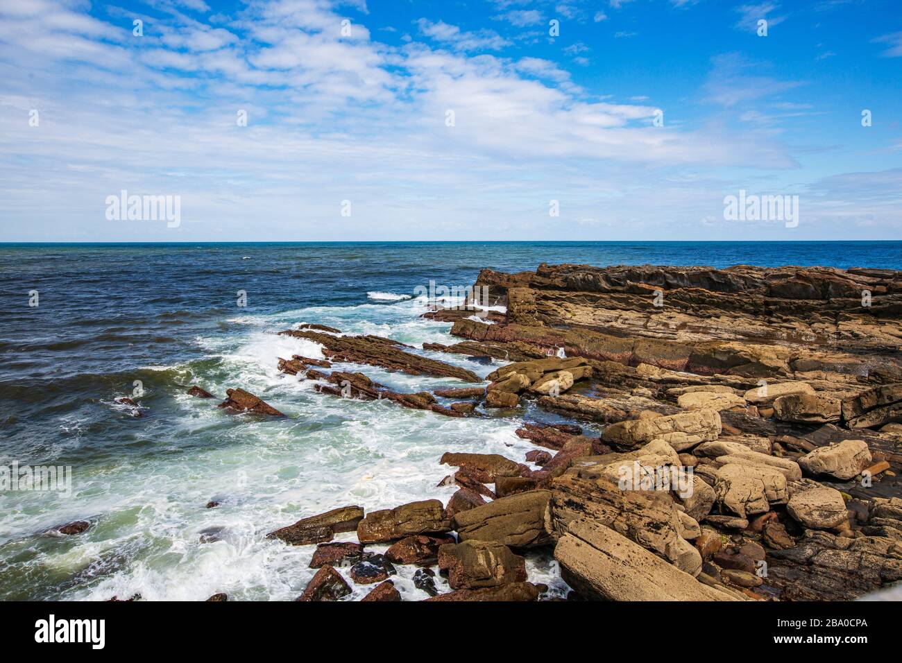 Photograph of the Cantabrian Sea hitting the rocks of Asturias, Spain Stock Photo