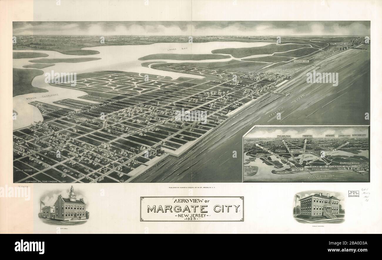 Aerial view map of Margate City, New Jersey