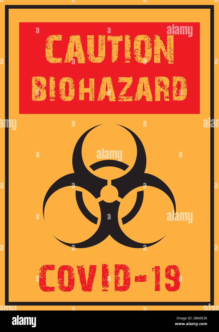 Vector illustration of the concept of COVID-19 Coronavirus biological hazard. Pathogen respiratory coronavirus, COVID-19 danger, pandemic risk alert. Stock Vector