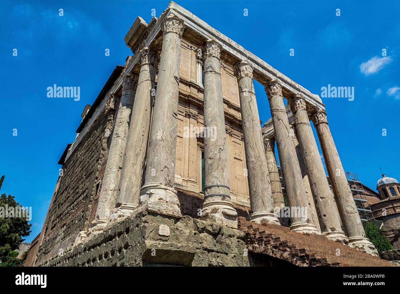 Temple of Antoninus Pius and Faustina in Rome Stock Photo