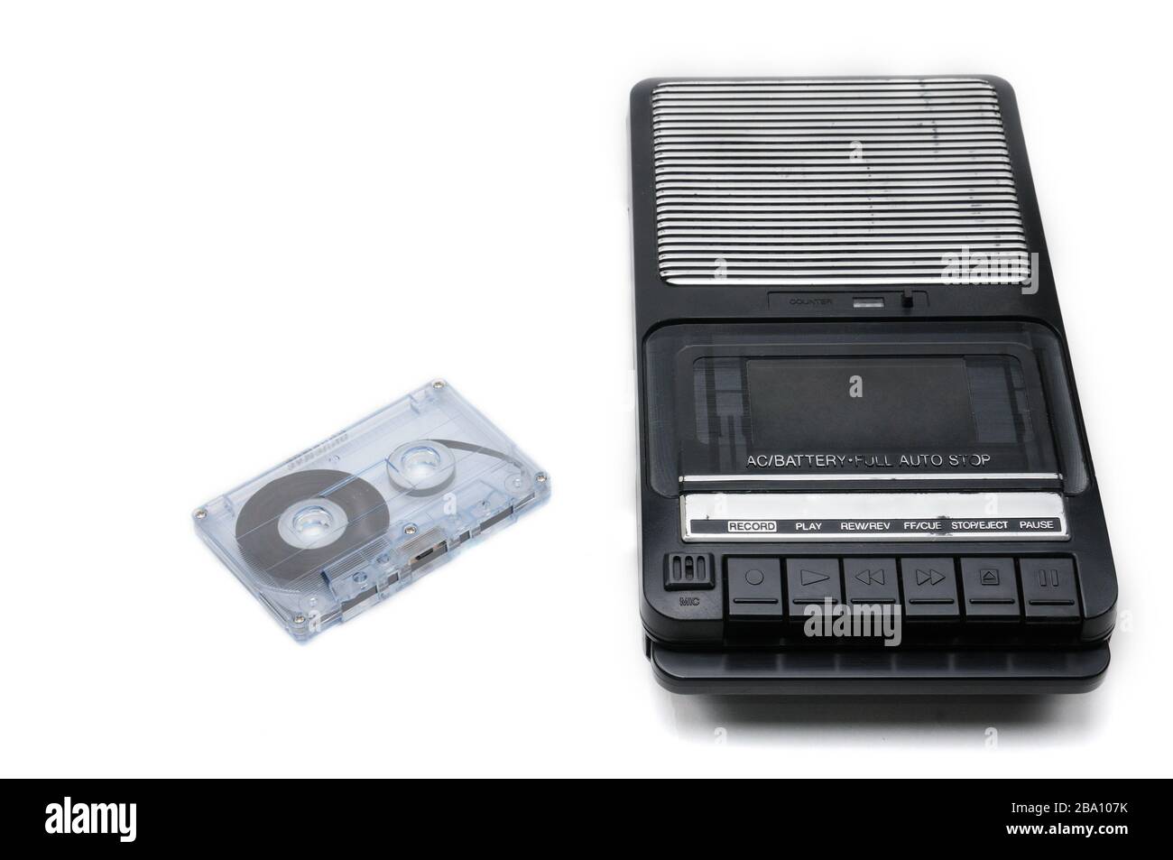 Cassette tape recorder for recording and playing audio cassettes on an