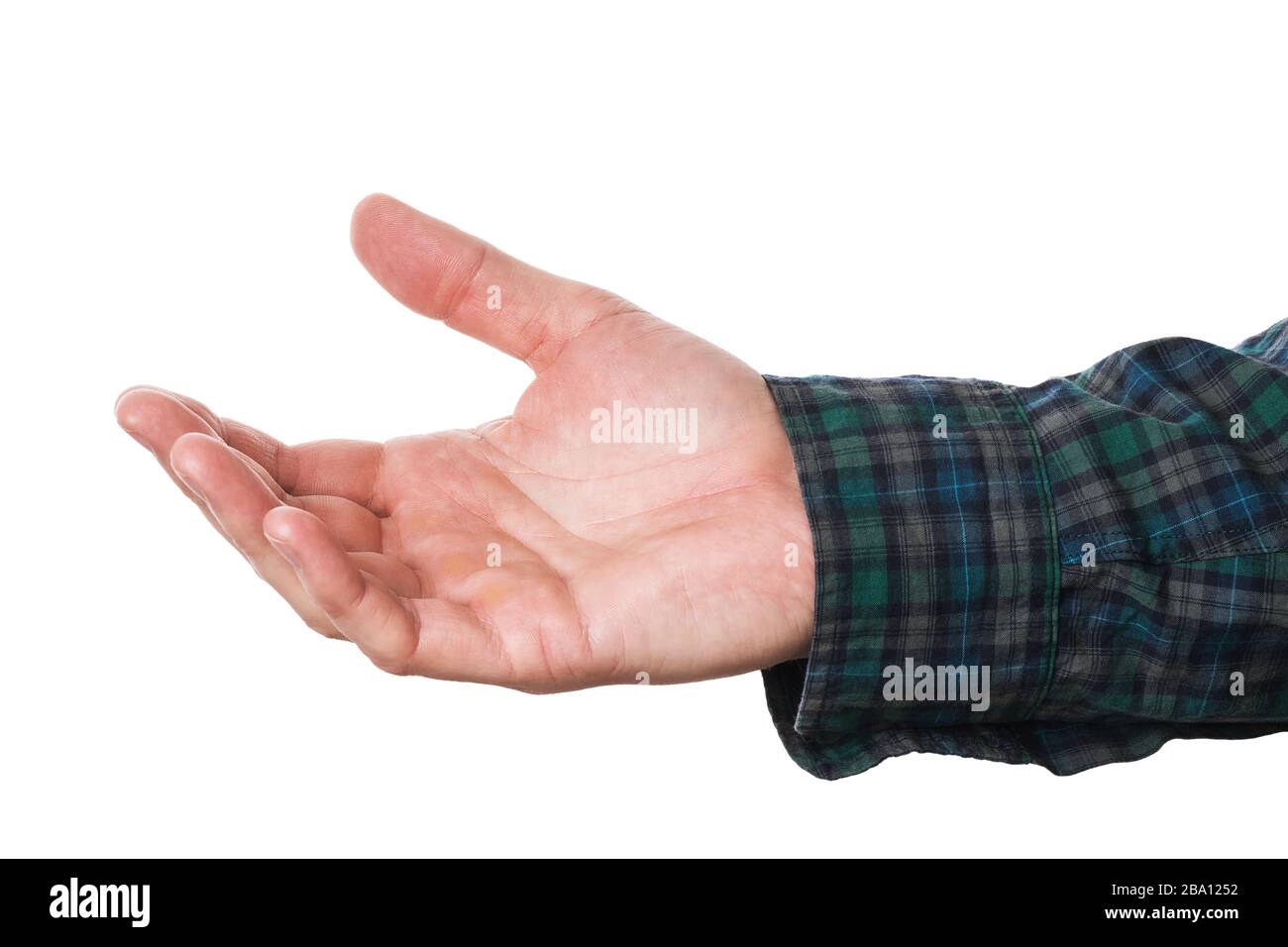 Man With Outstretched Hand Isolated On A White Background Stock Photo Alamy Man With Outstretched Hand Isolated On A White Background Stock Photo Alamy