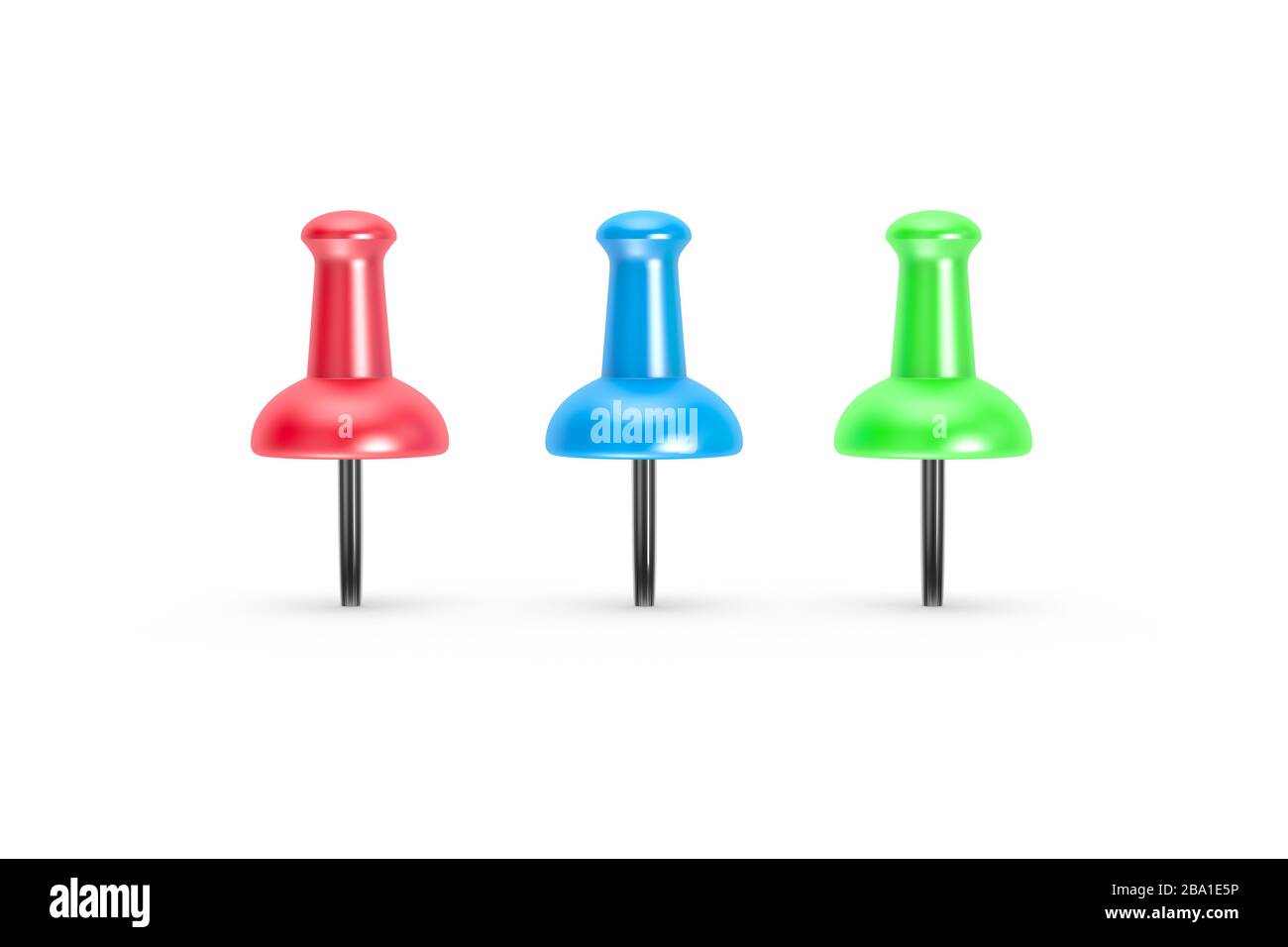 3d rendering, close up view of push pin, isolated on white background ...