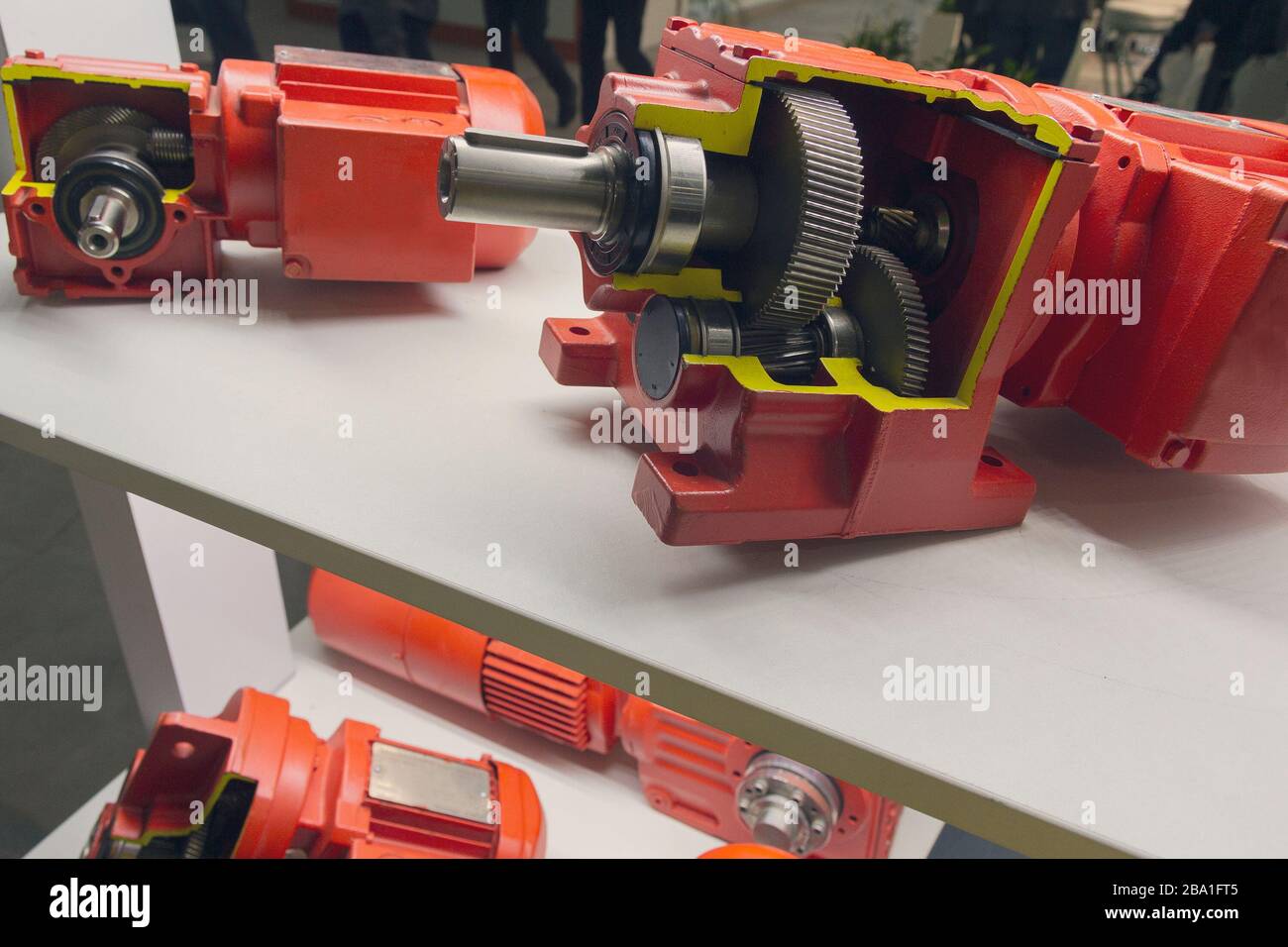 Worm reduction gear in section on stand. Industry Stock Photo Alamy
