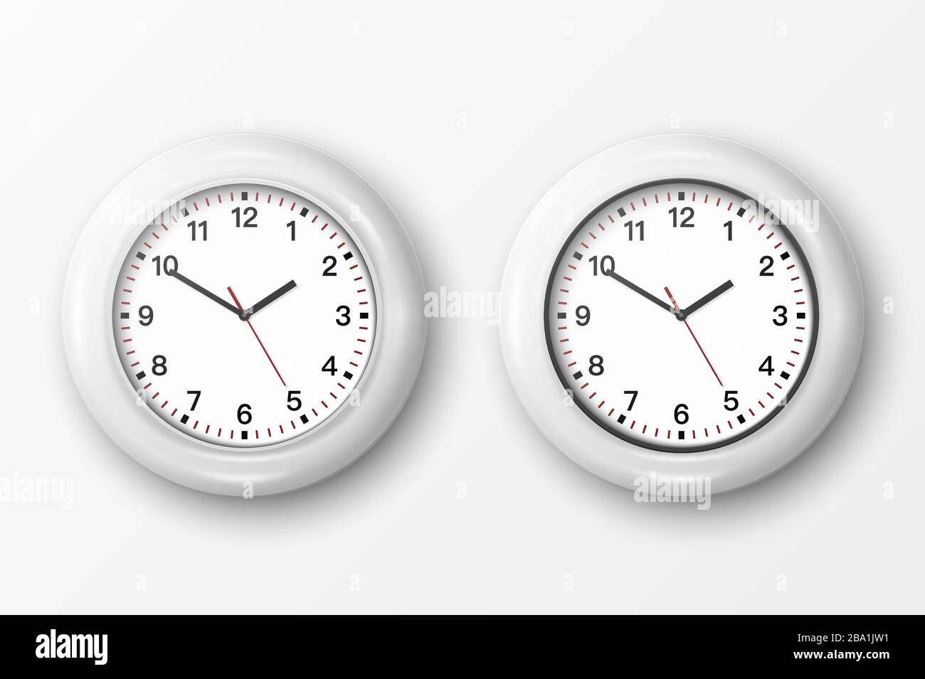 Vector 3d Realistic Simple Round White Wall Office Clock with White ...