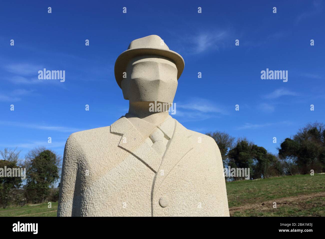 Carved Stone Soldier Sculptures at Langley Vale First World War Centenary Wood Surrey by