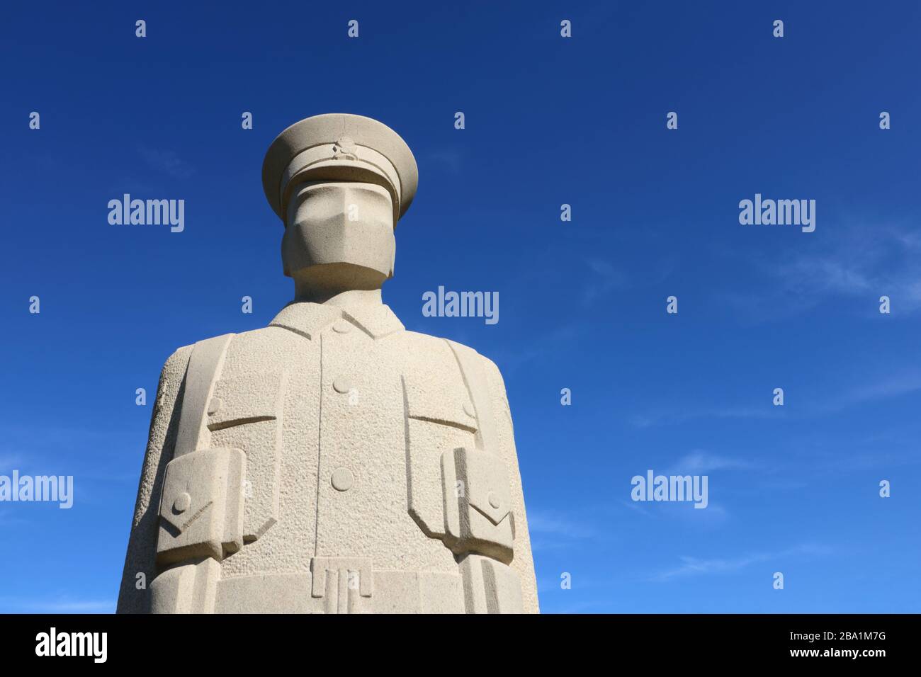 Carved Stone Soldier Sculptures at Langley Vale First World War Centenary Wood Surrey by