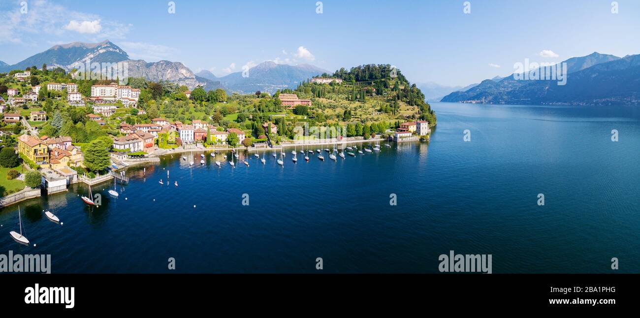 Pescallo - Lake Como (IT) - Aerial view Stock Photo