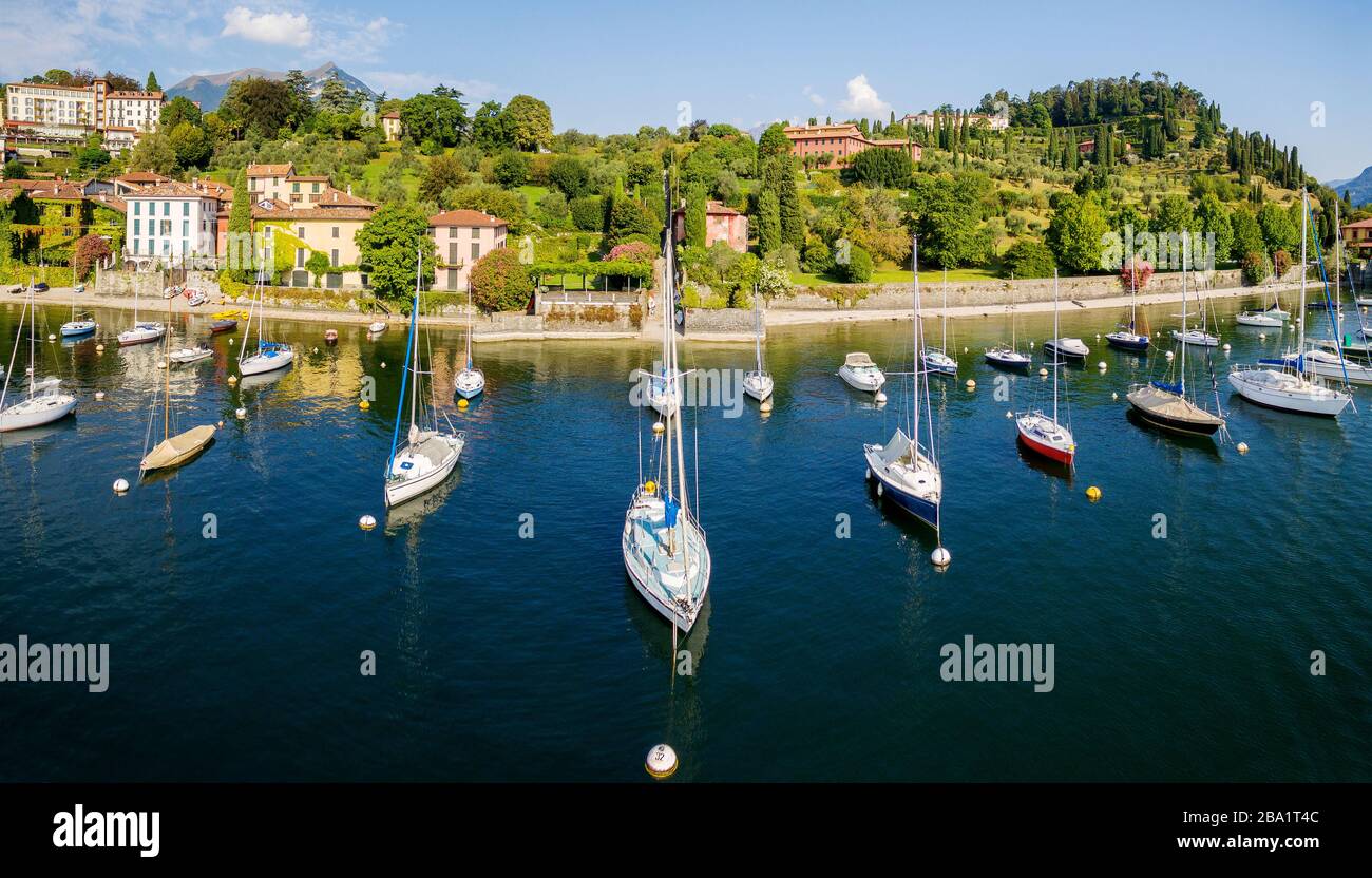 Pescallo - Lake Como (IT) - Aerial view Stock Photo