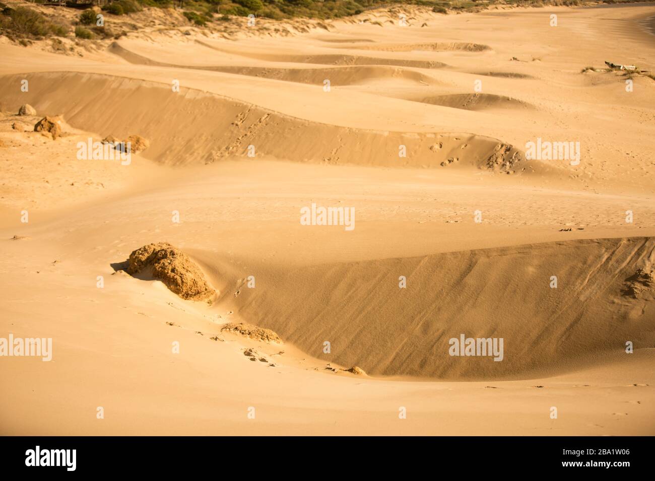 Desert Sand Dunes on the Beach of Bolonia, Spain Stock Photo