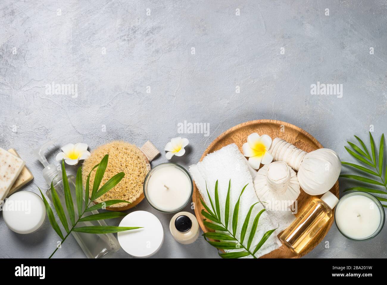 Spa product Flat lay background. Stock Photo