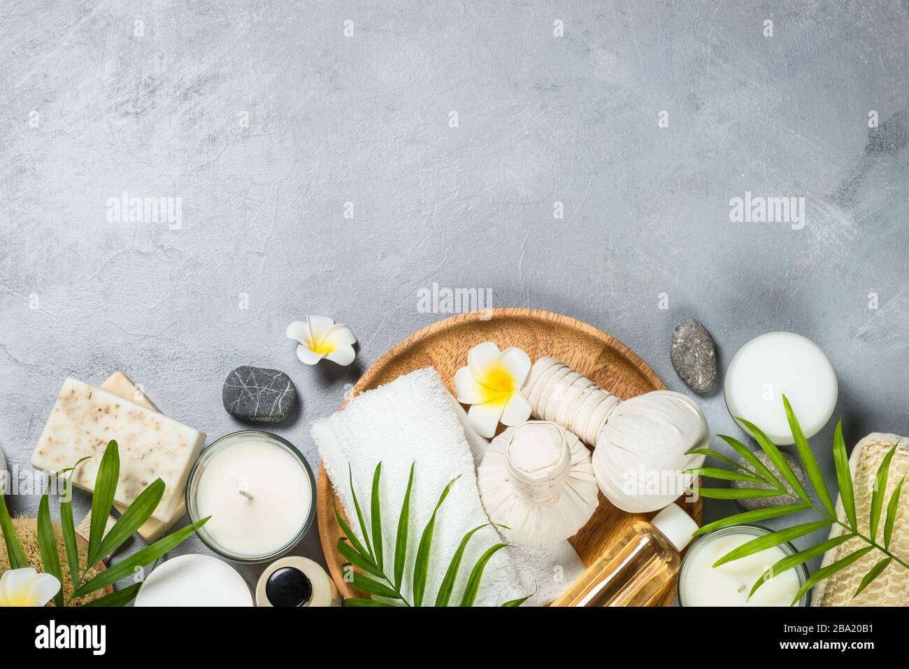 Spa product Flat lay background. Stock Photo