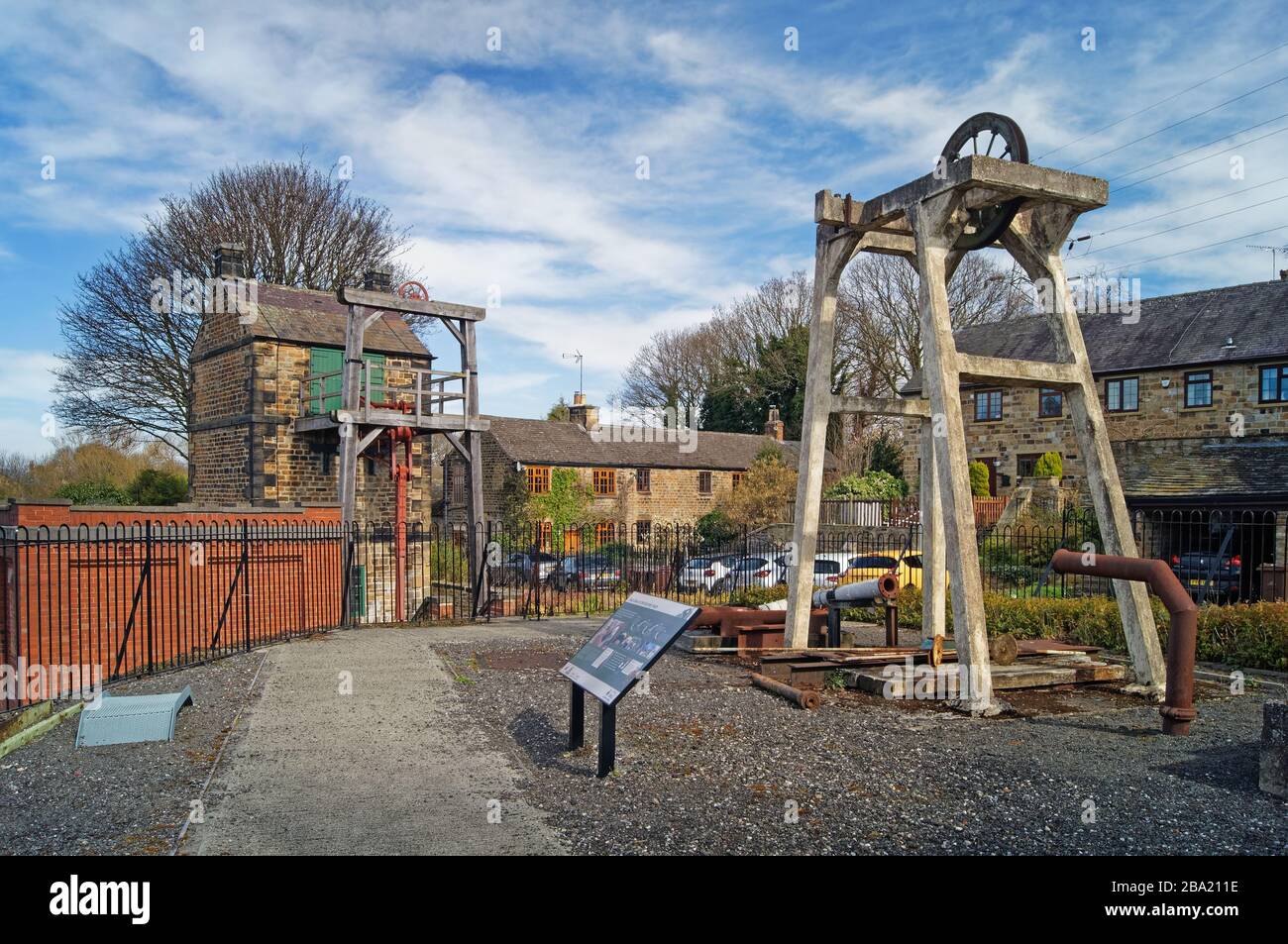 UK,South Yorkshire,Elsecar Heritage Centre,Newcomen Beam Engine Stock Photo