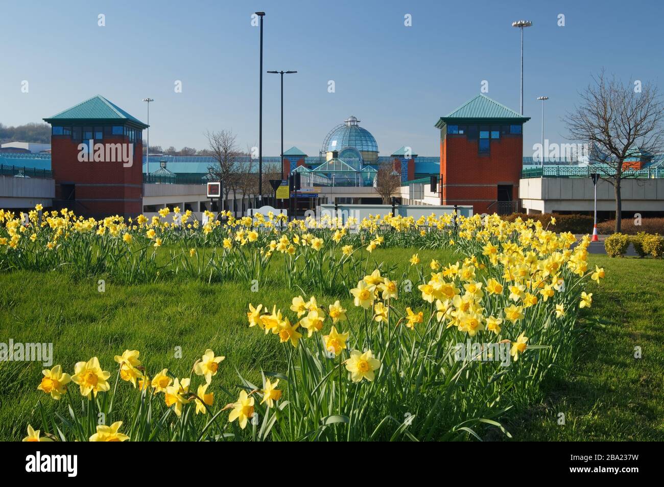 UK,South Yorkshire,Sheffield,Meadowhall Shopping Centre with roundabout