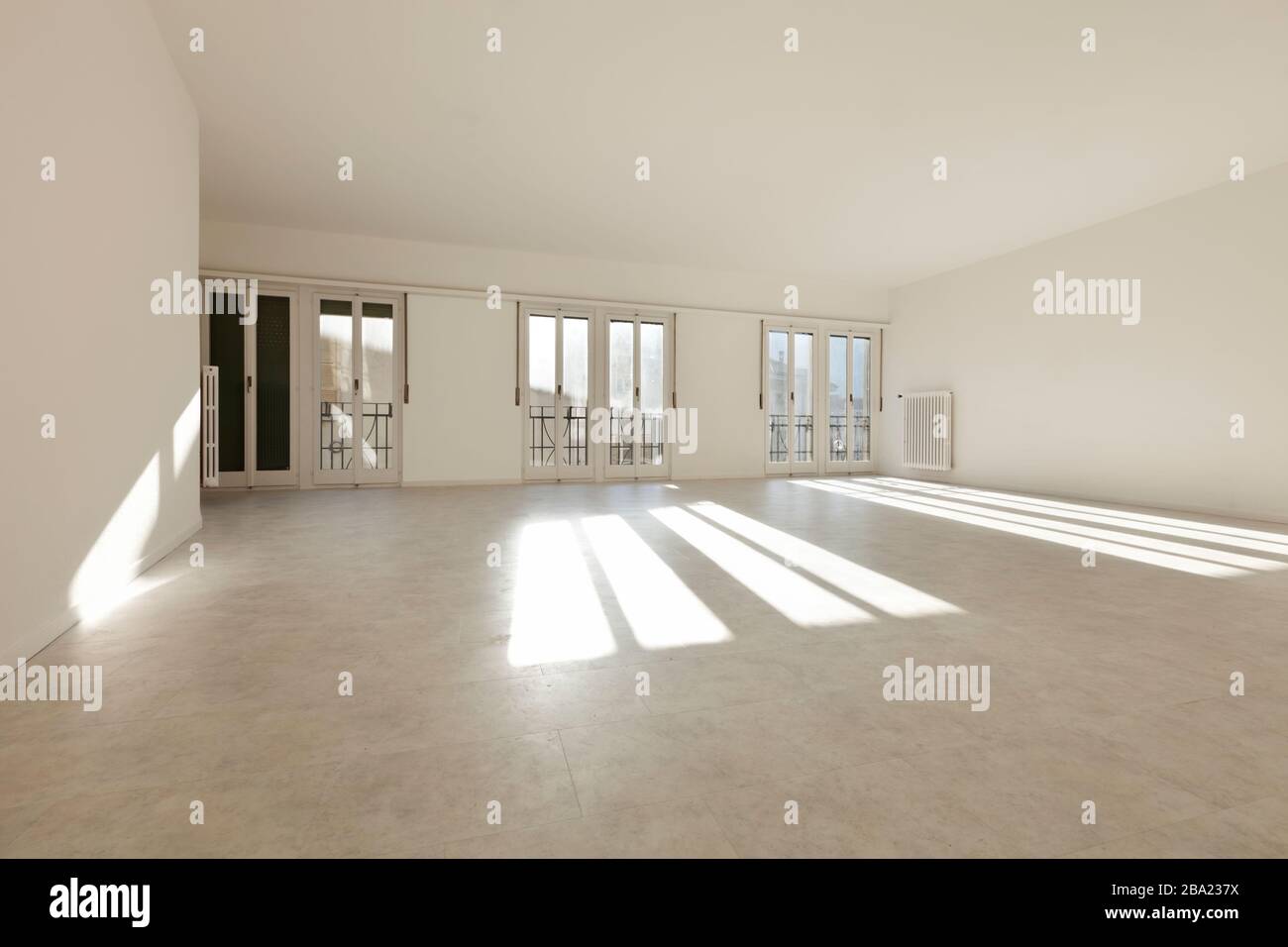 Empty apartment, white walls Stock Photo