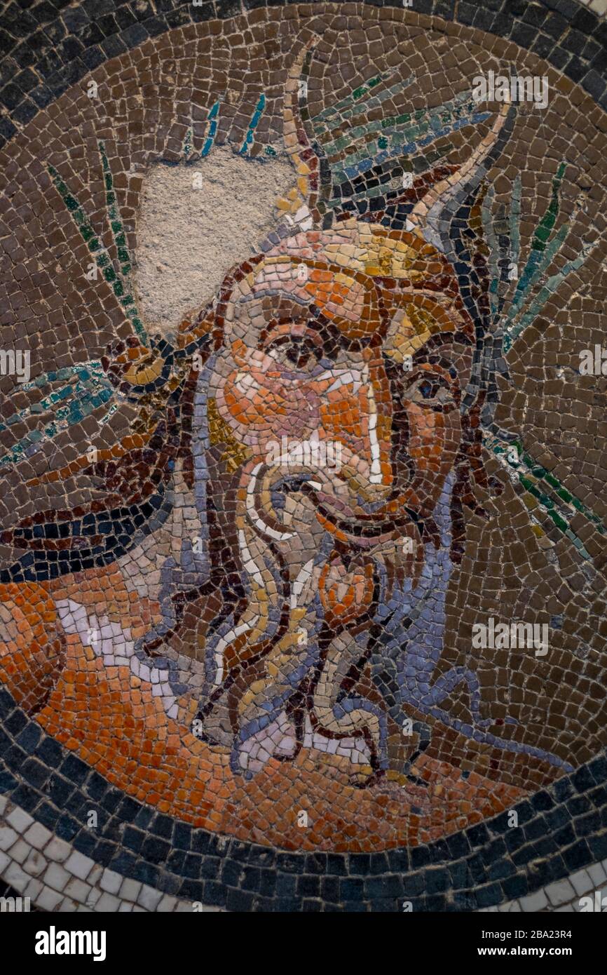 Rome. Italy. Roman mosaics with nature motifs, Palazzo Massimo alle Terme, Museo Nazionale Romano Stock Photo