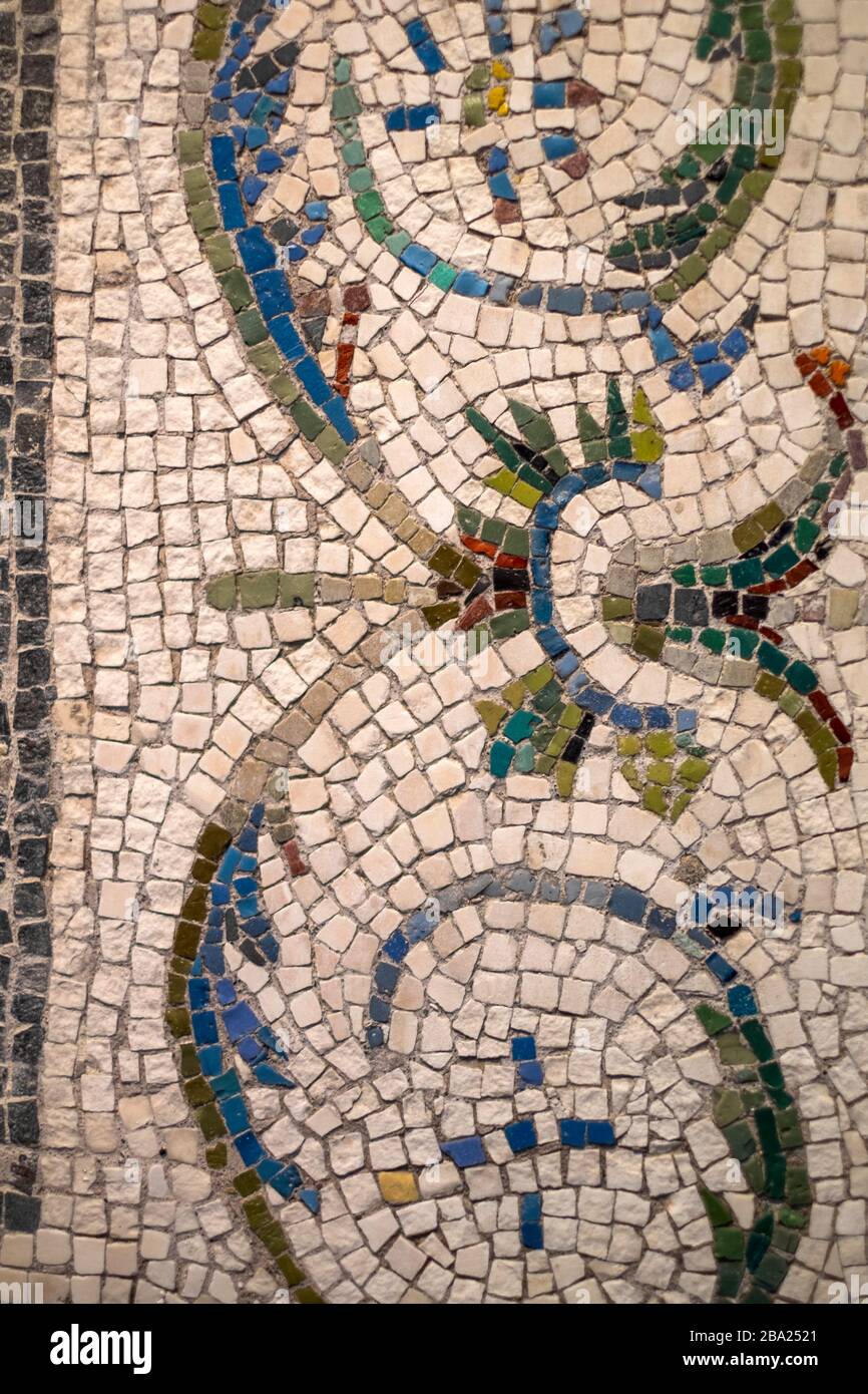Rome. Italy. Roman mosaics with nature motifs, Palazzo Massimo alle Terme, Museo Nazionale Romano Stock Photo