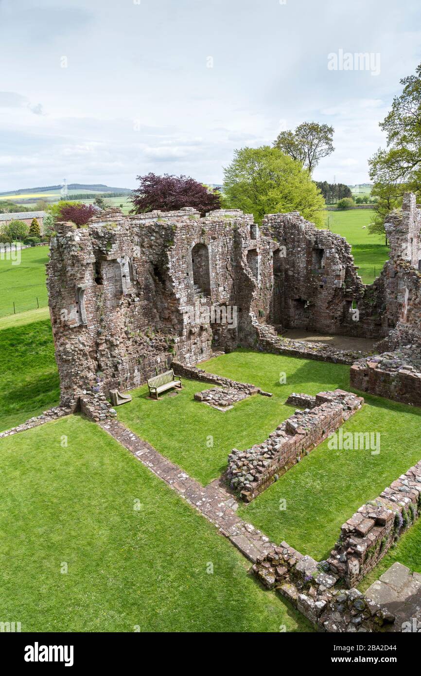Remains of the hall and kitchen, Brougham Castle ruin, Cumbria, England, UK Stock Photo