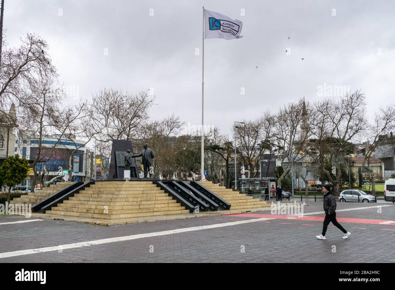 Kadikoy Square that are empty compared to normal days,Istanbul Stock ...