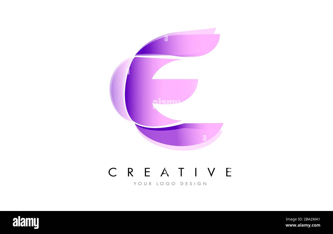 Letter E Logo with Satin texture and Fluid Look Vector Design. Stock Vector