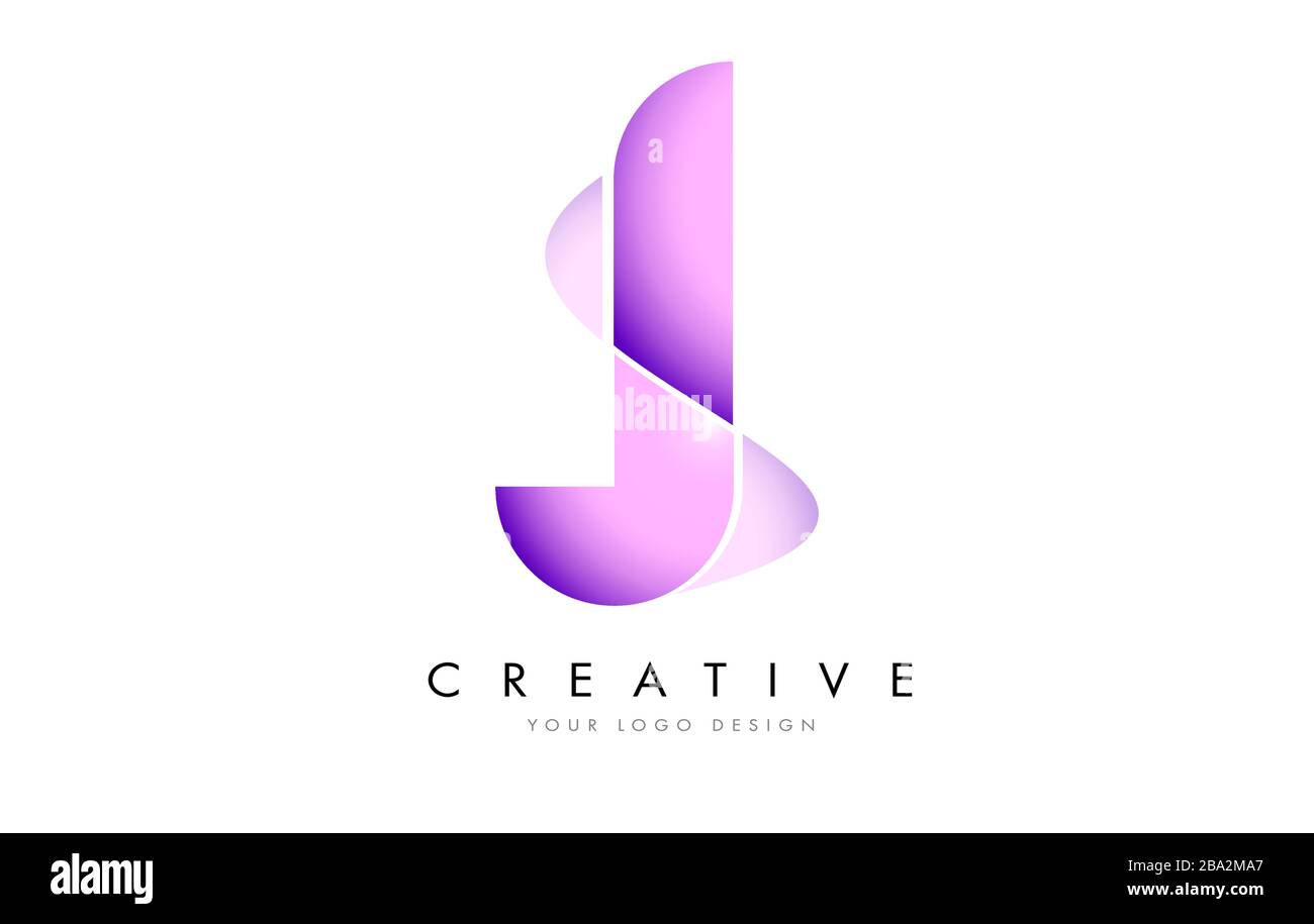 Letter J Logo with Satin texture and Fluid Look Vector Design. Stock Vector